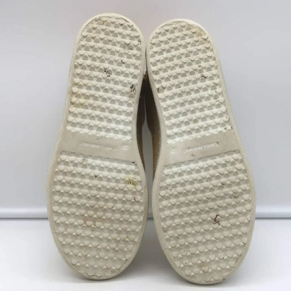 Isabel Marant Beth Lightning Bolt Sneakers Gold Metallic Cracked Leather Size 37 - Picture 12 of 13